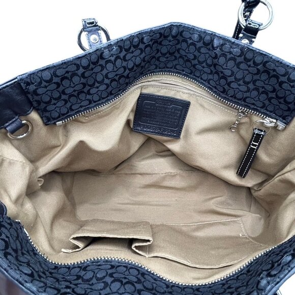 Coach East West Tote Black Signature Canvas Shoulder Bag Y2K - Picture 12 of 13